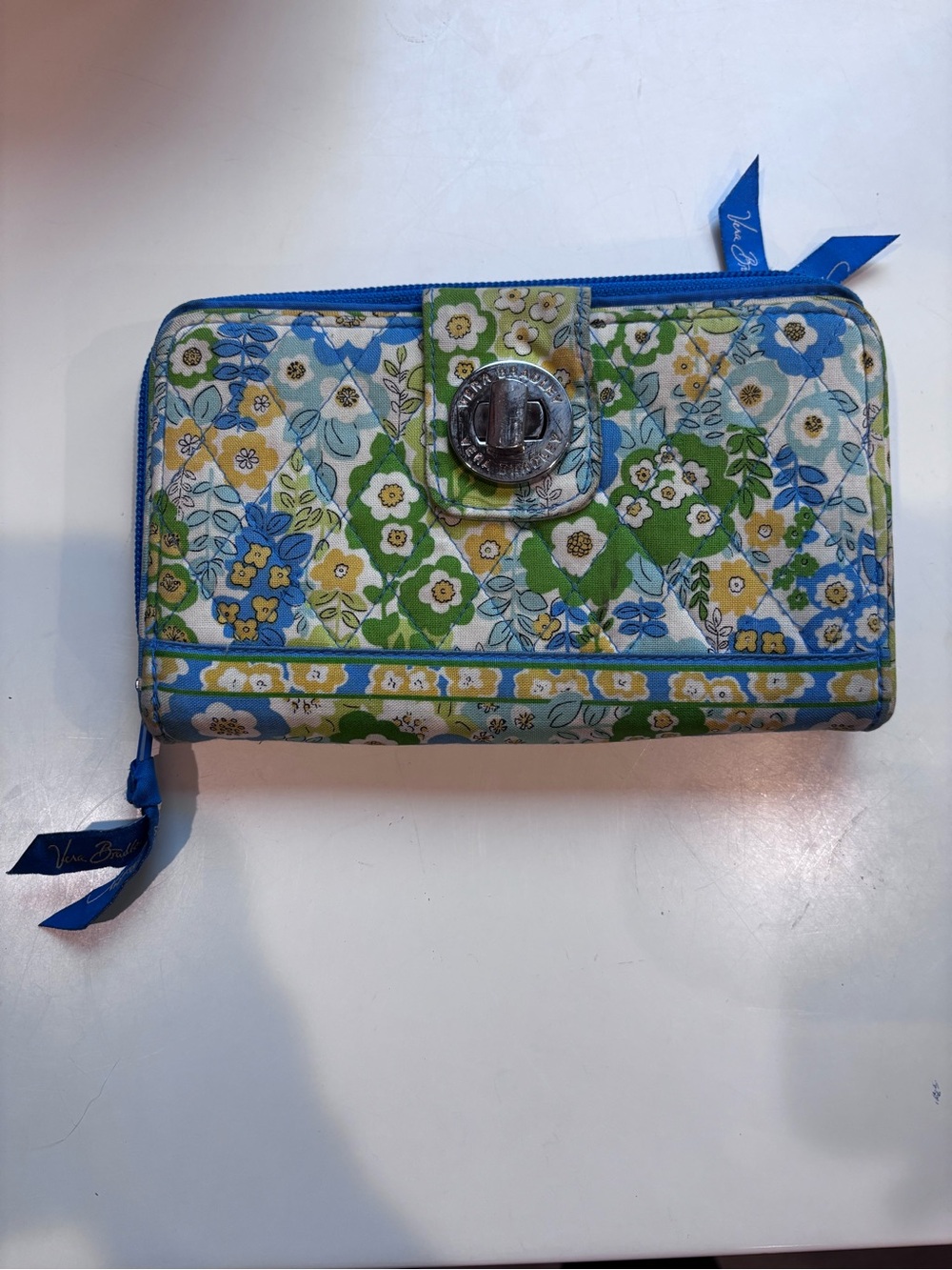 Vera Bradley Blue, Green & Yellow Floral Zip-Around Wallet